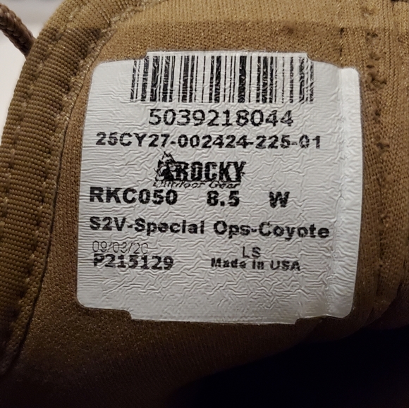Rocky S2V Special Ops Boots colour Coyote Brown, Size 8.5 Wide Men's - Picture 4 of 4